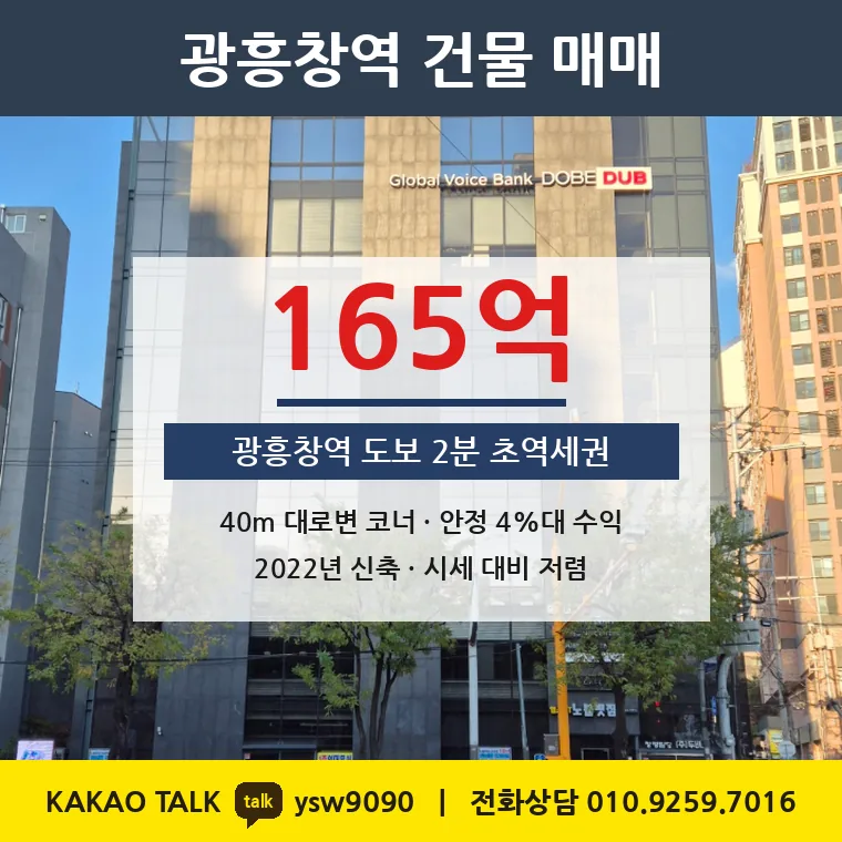 창전동 수익형 빌딩 매매 165억 – 광흥창역 40m 서강로 코너, 토지 평당 7,869만원